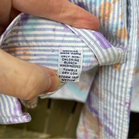 Ralph Lauren Men’s Classic Fit Pinstripe Paint Splattered Button Down Shirt Sz S - Picture 11 of 14